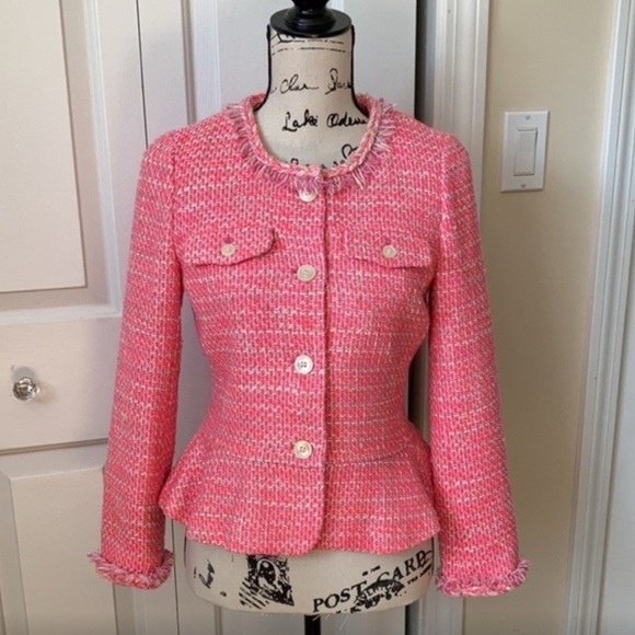 J.Crew Peplum Lady Jacket in Neon Fuschia Tweed - Picture 13 of 14